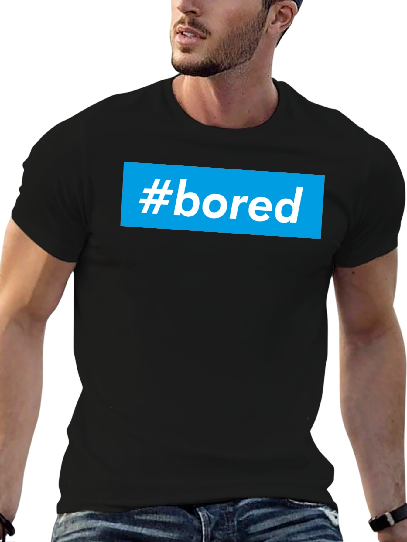 Black #bored T-Shirt - Cool Graphic Tee view 6