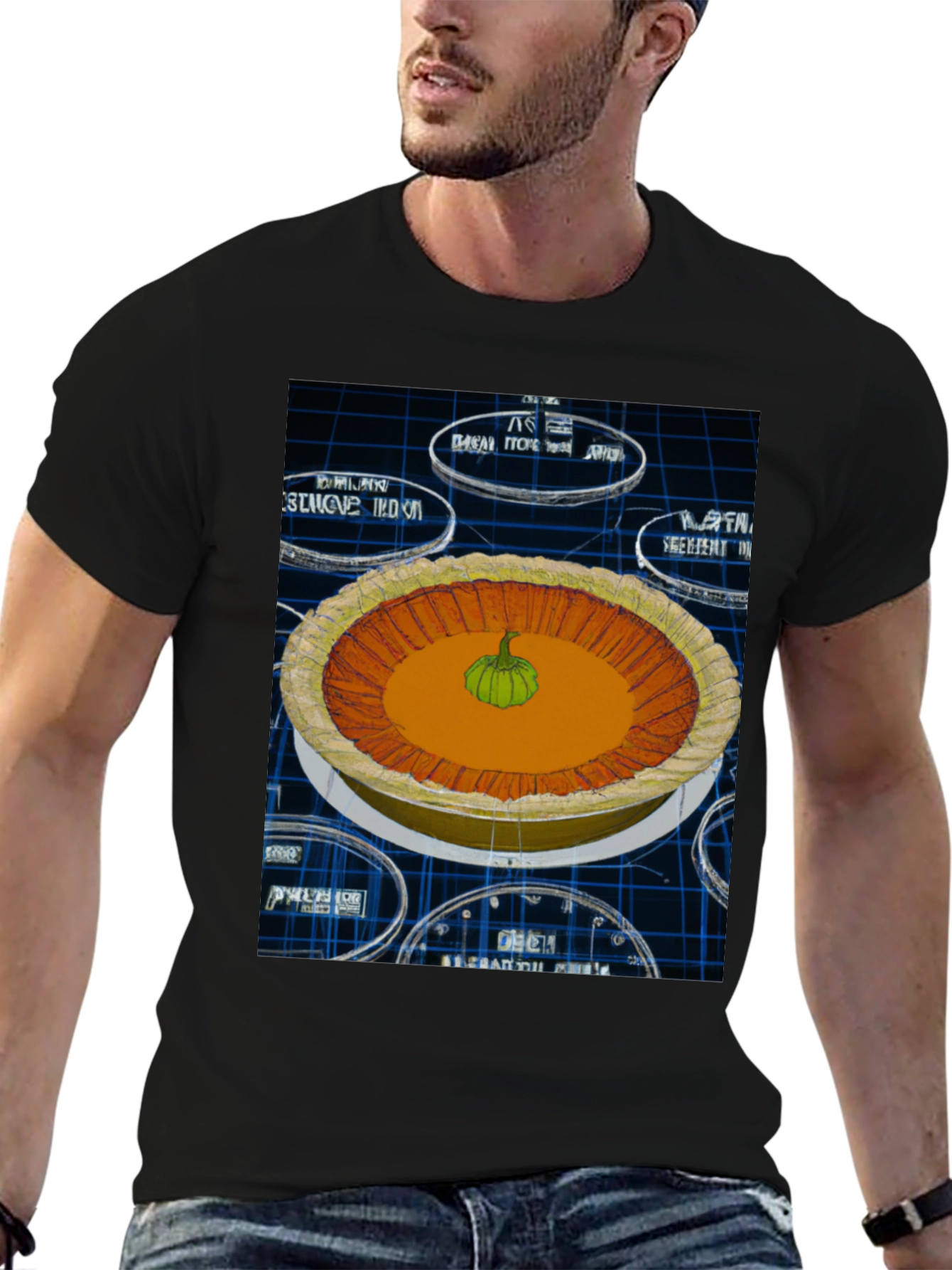 Black Pumpkin Pie Graphic Tee - Unique Design view 6