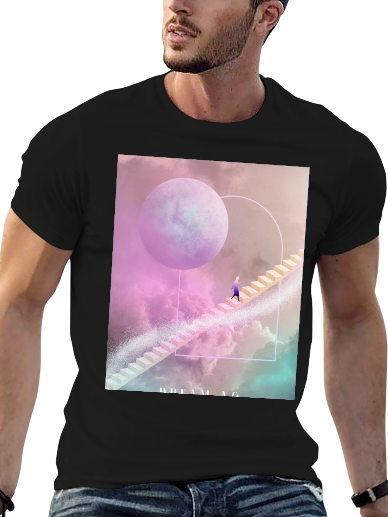 Black Dreaming T-Shirt: Celestial Stairway Design view 6