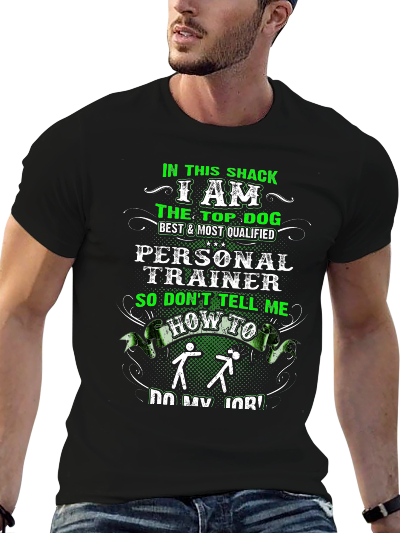 Black Top Dog Personal Trainer Graphic T-Shirt view 6