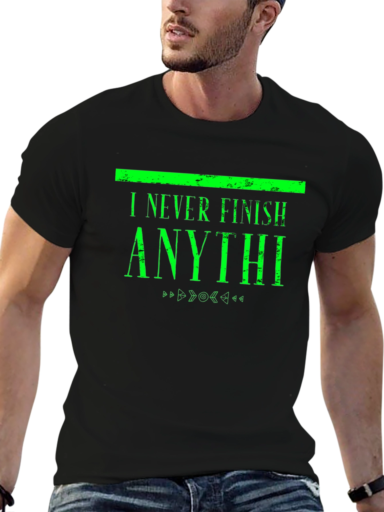 Black I Never Finish Anythi Funny T-Shirt view 6