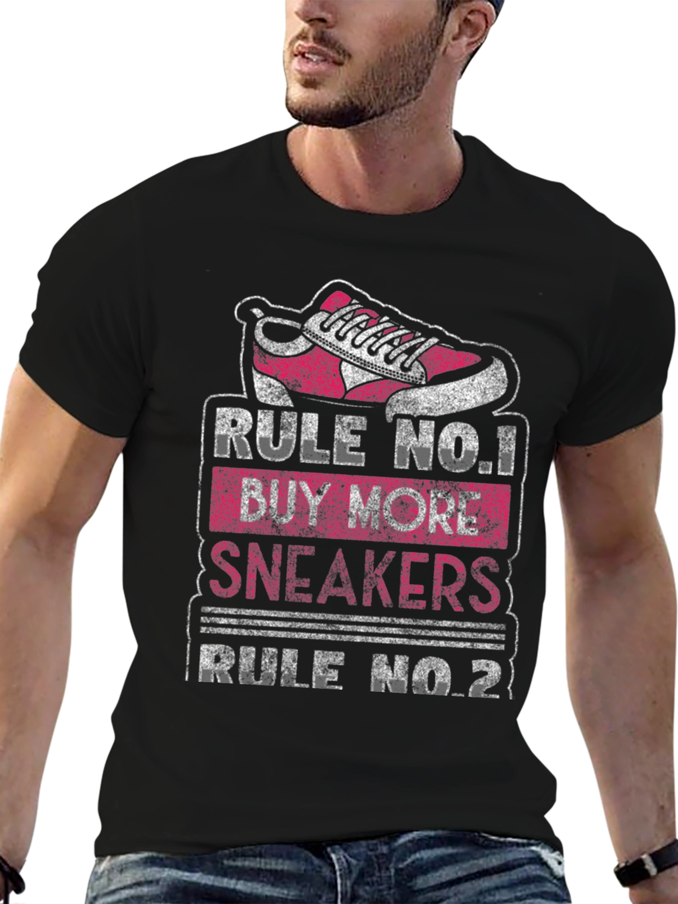 Black Rule No.1 Buy More Sneakers Graphic T-Shirt view 6