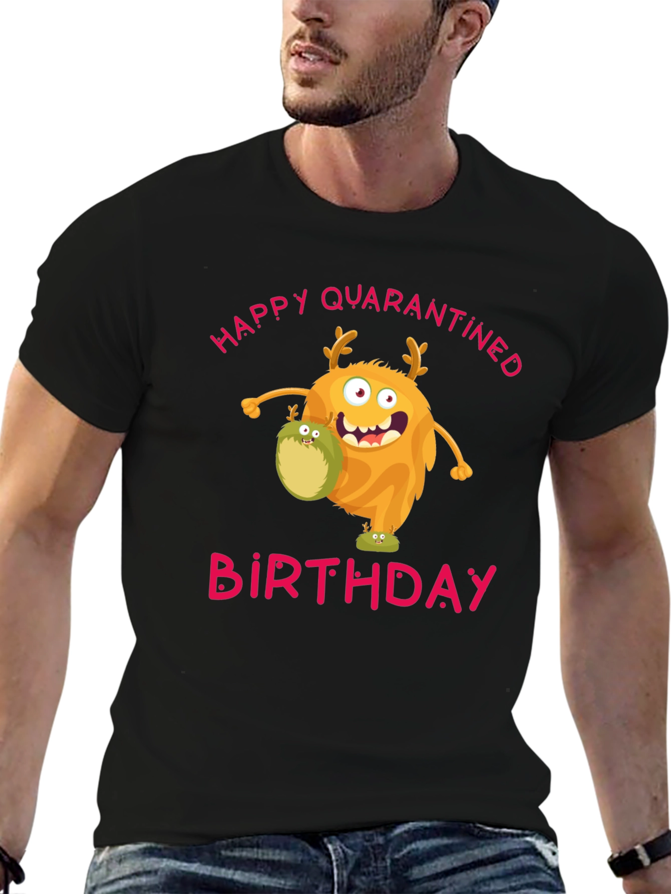 Black Quarantined Birthday Monster Graphic T-Shirt view 6