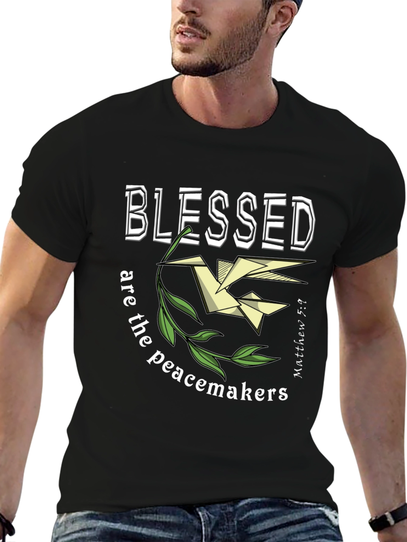 Black Blessed Are The Peacemakers T-Shirt view 6