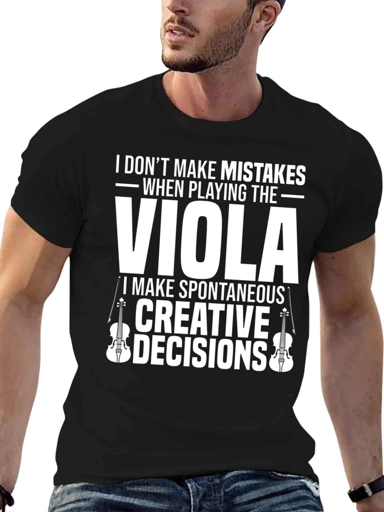 Black Viola Player T-Shirt: Spontaneous Creative Decisions view 6