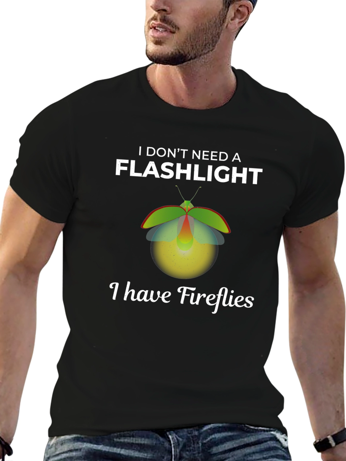 Black Fireflies Graphic T-Shirt - Novelty Glow Design view 6