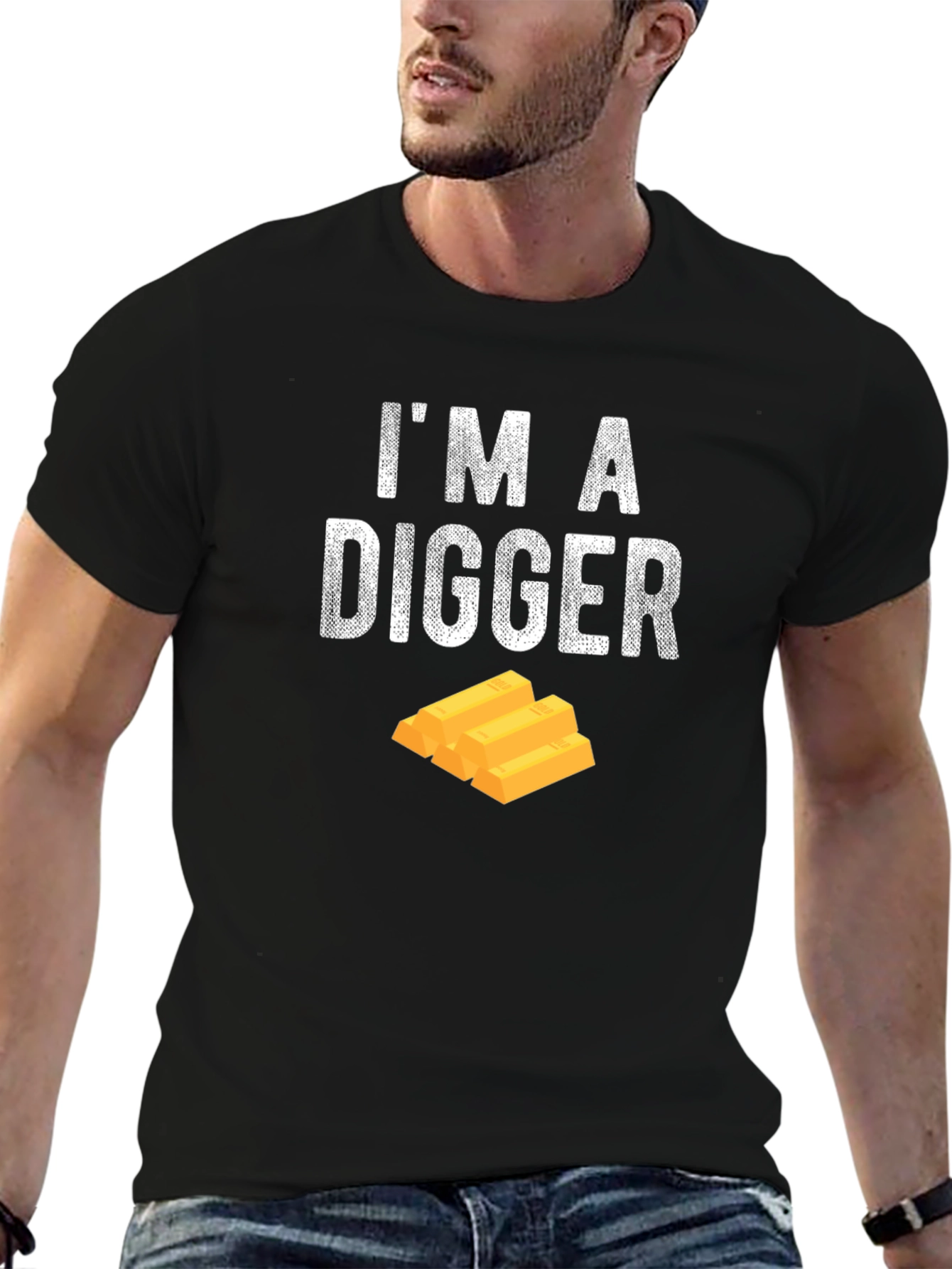 Black I'm A Digger T-Shirt Gold Humor Funny Job Tee view 6
