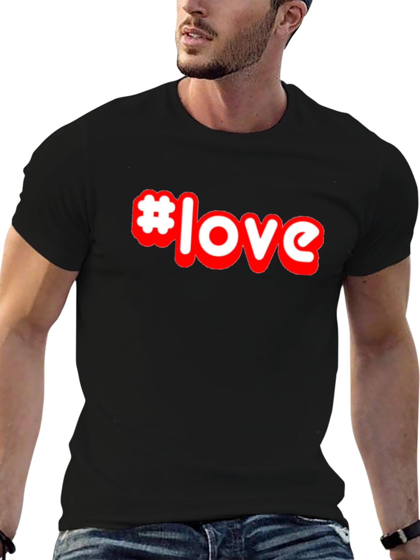 Black #Love T-Shirt - Stylish Graphic Tee - Soft Cotton Blend view 6