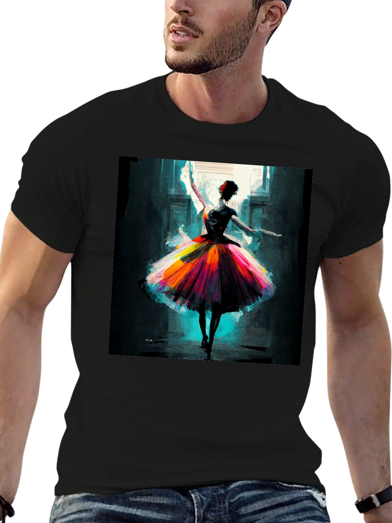 Black Ballerina Art Black T-Shirt view 6