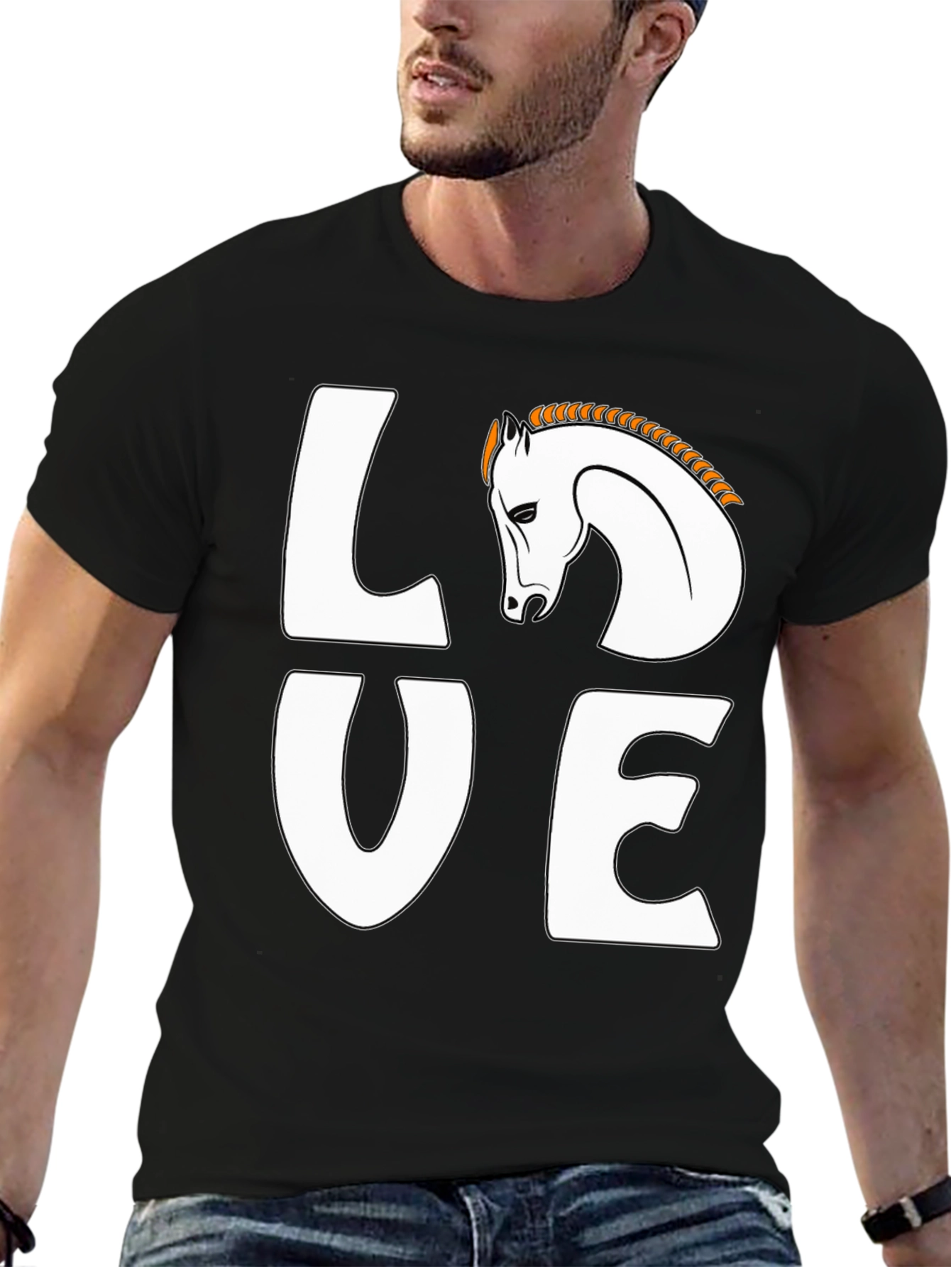 Black Love Horses Black T-Shirt view 6