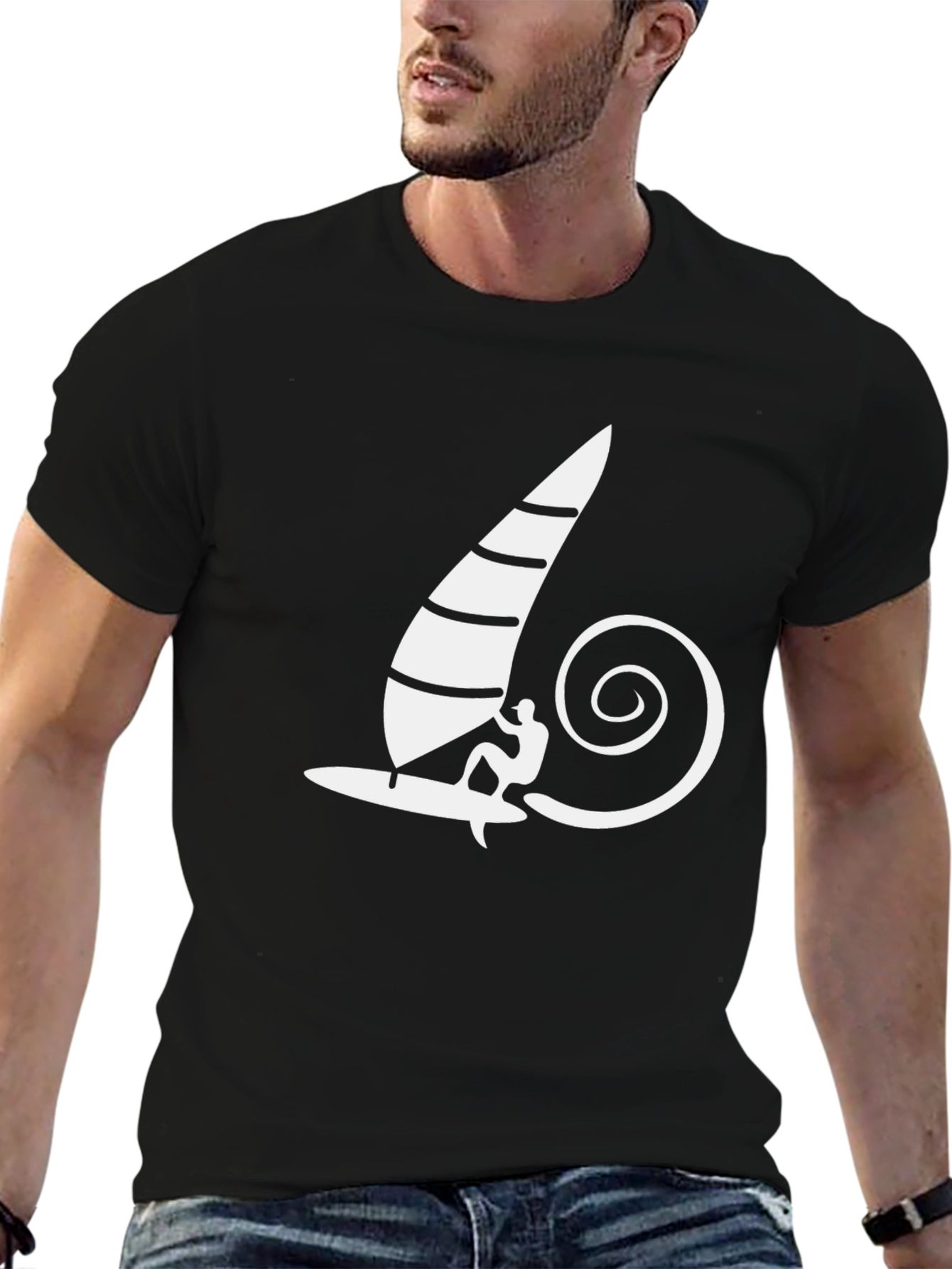 Black Surfing Graphic Tee - Men's Black T-Shirt view 6