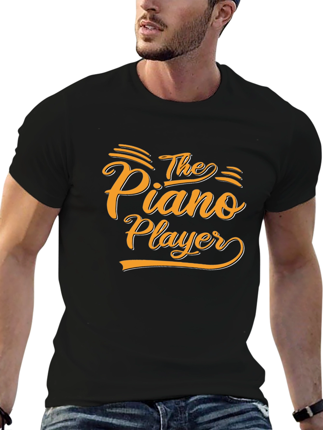 Black The Piano Player Graphic Tee - Stylish Musician T-Shirt view 6