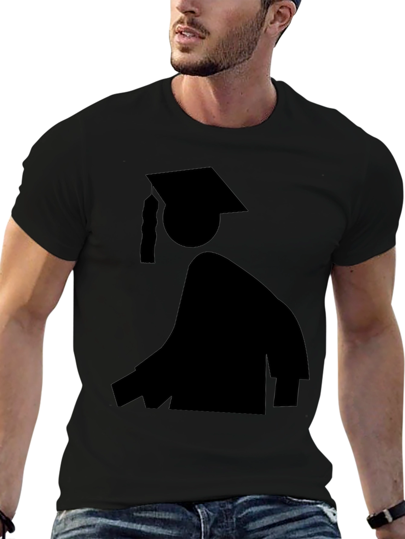 Black Graduation Silhouette Black T-Shirt view 6