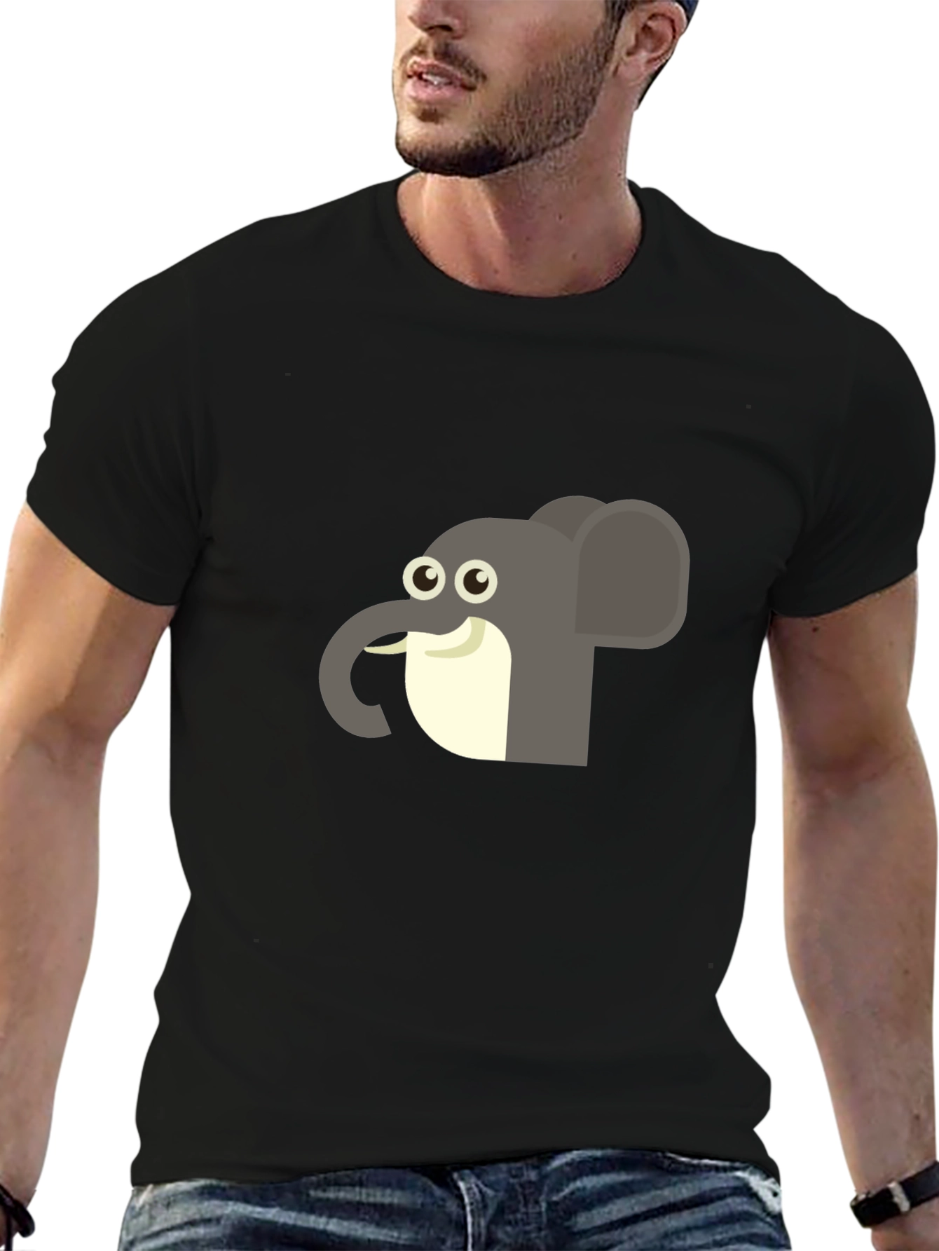 Black Elephant Graphic Tee - Casual Black T-Shirt view 6