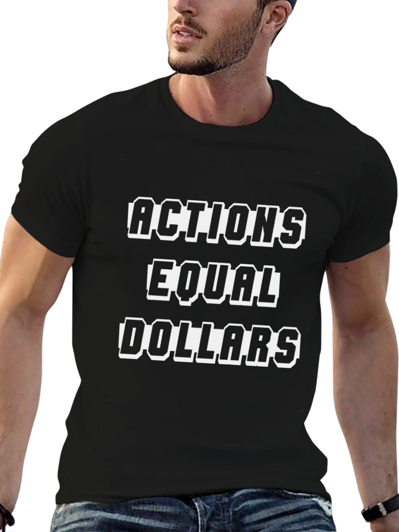 Black Actions Equal Dollars Graphic Tee view 6