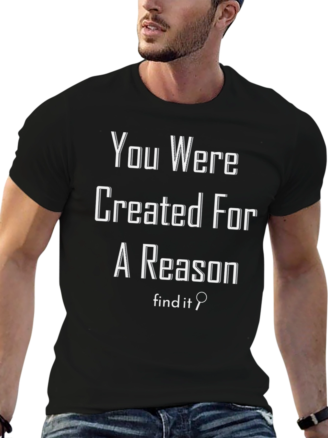 Black Inspirational Graphic Tee - You Were Created For A Reason view 6