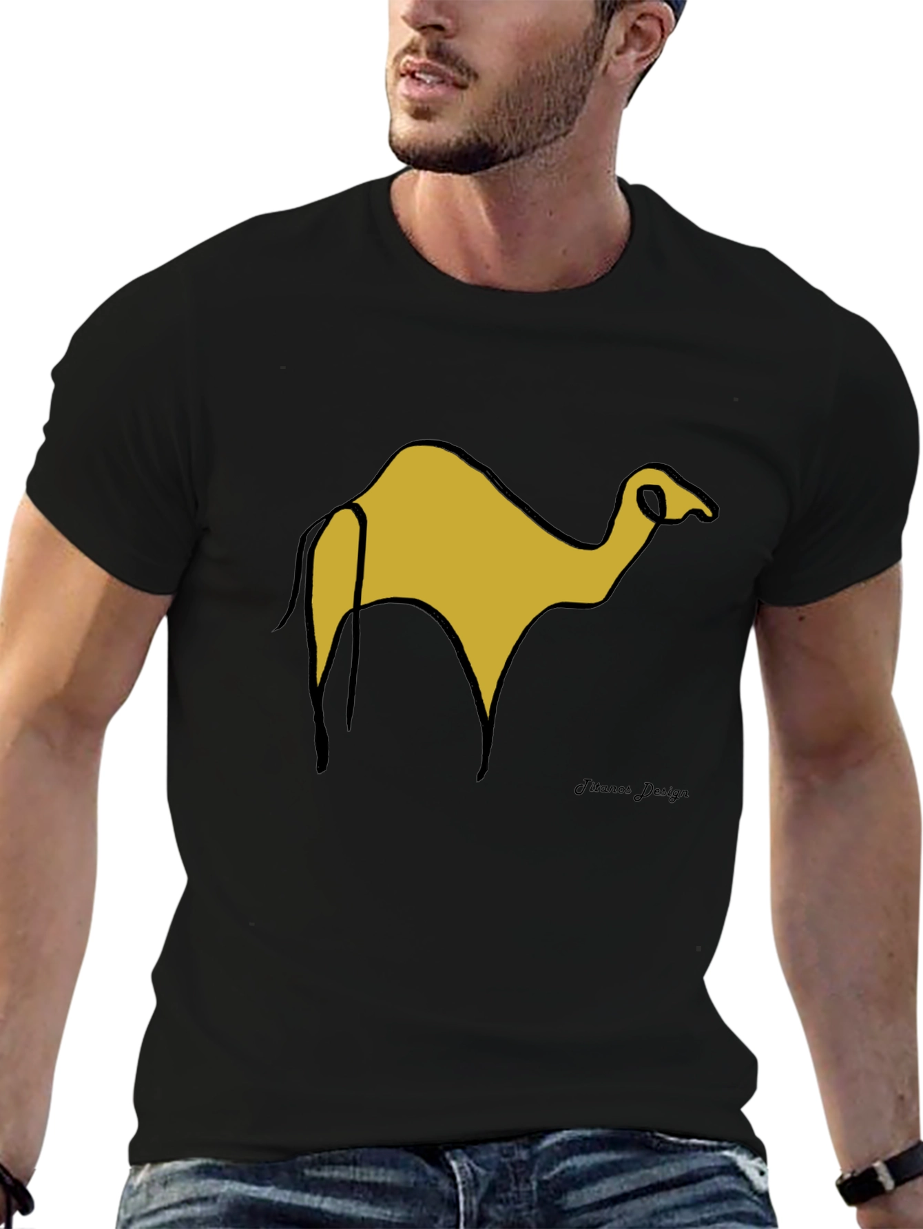 Black Black T-Shirt with Camel Graphic view 6