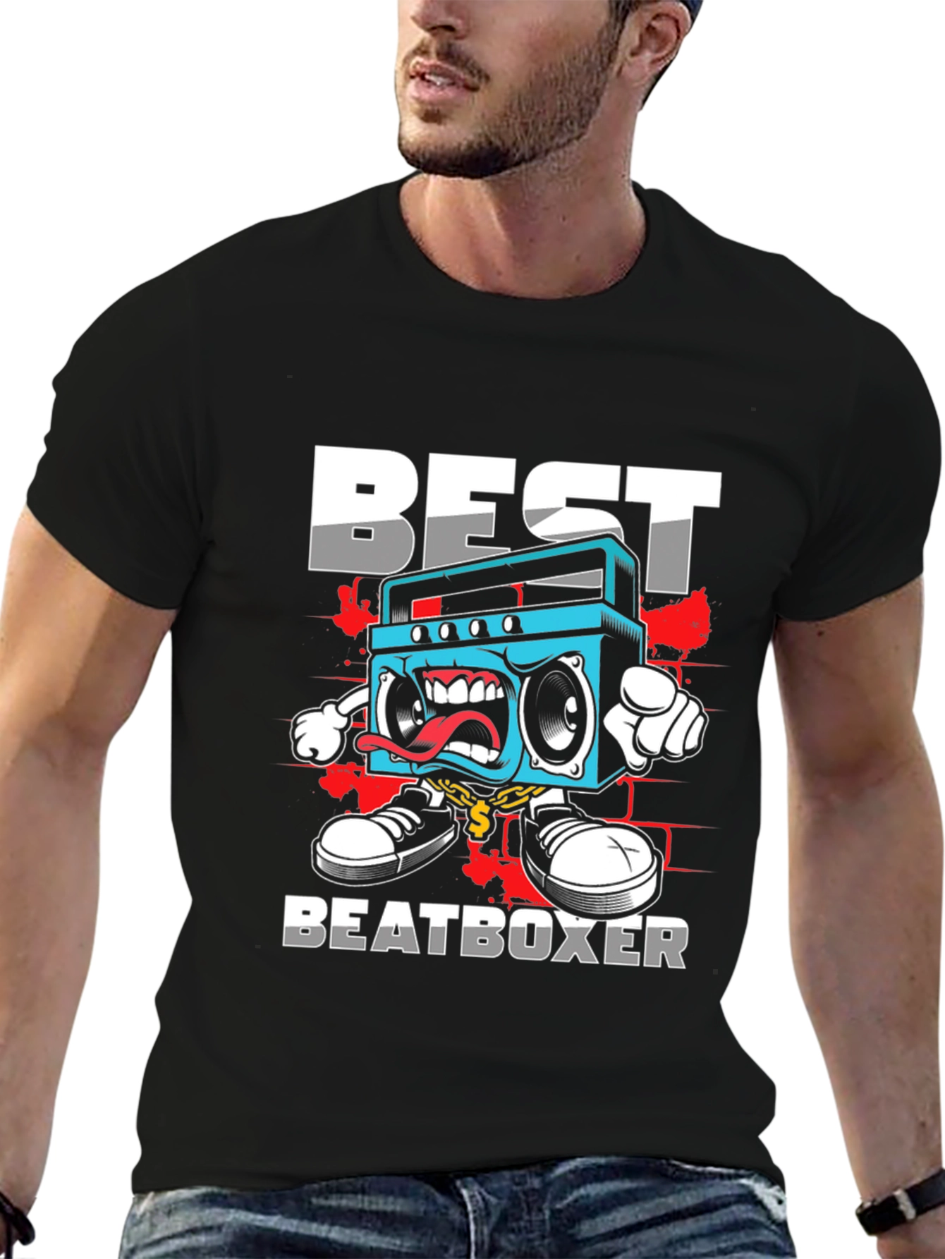 Black Best Beatboxer Boombox Graphic Tee view 6
