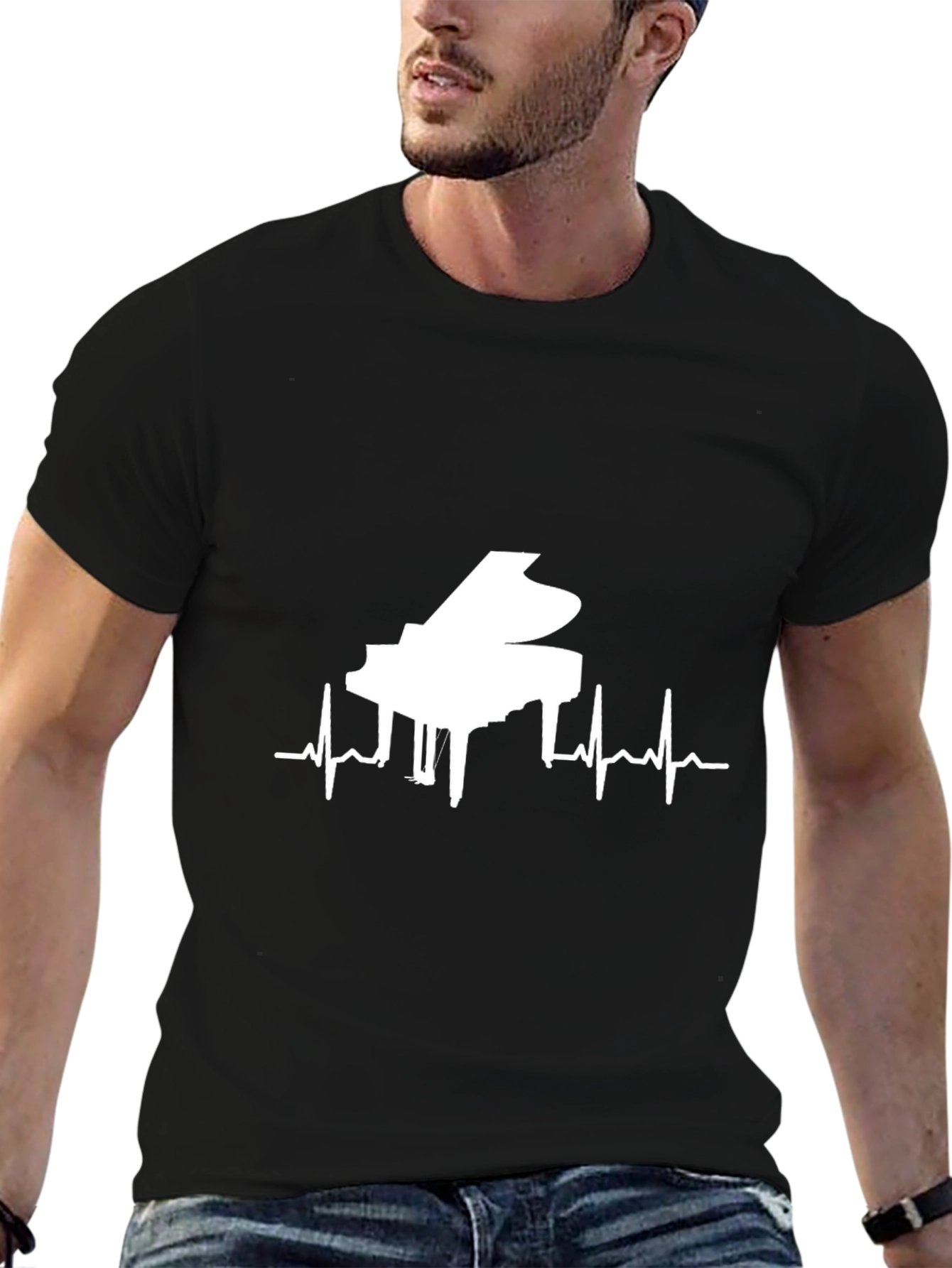 Black Piano Heartbeat T-Shirt view 6
