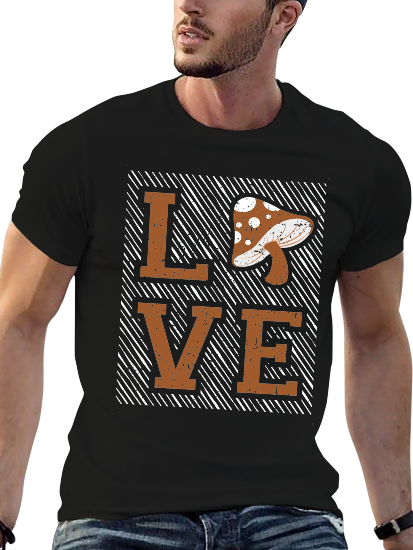 Black Mushroom Love Graphic Tee view 6