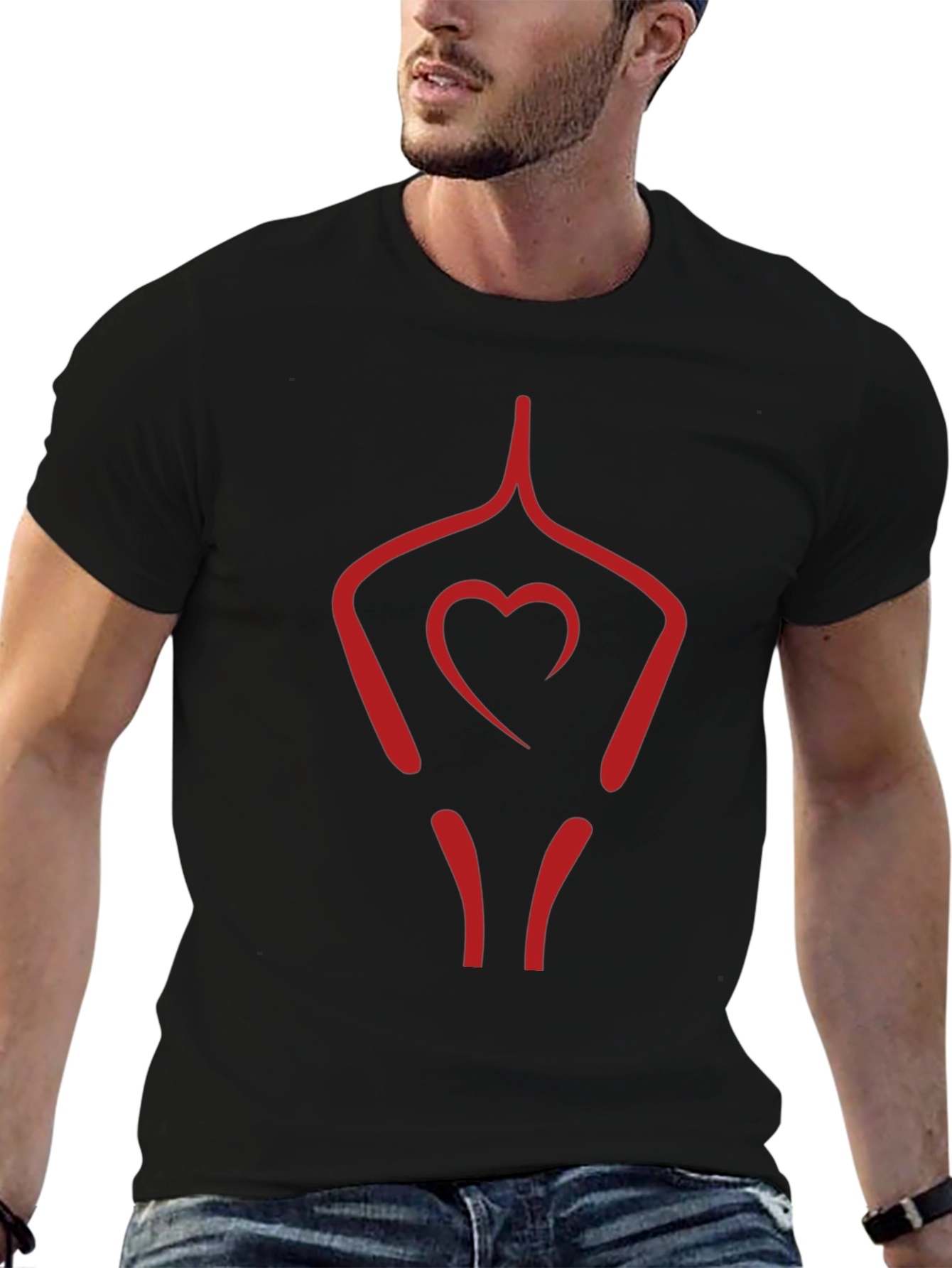 Black Heart Yoga Pose Black T-Shirt view 6