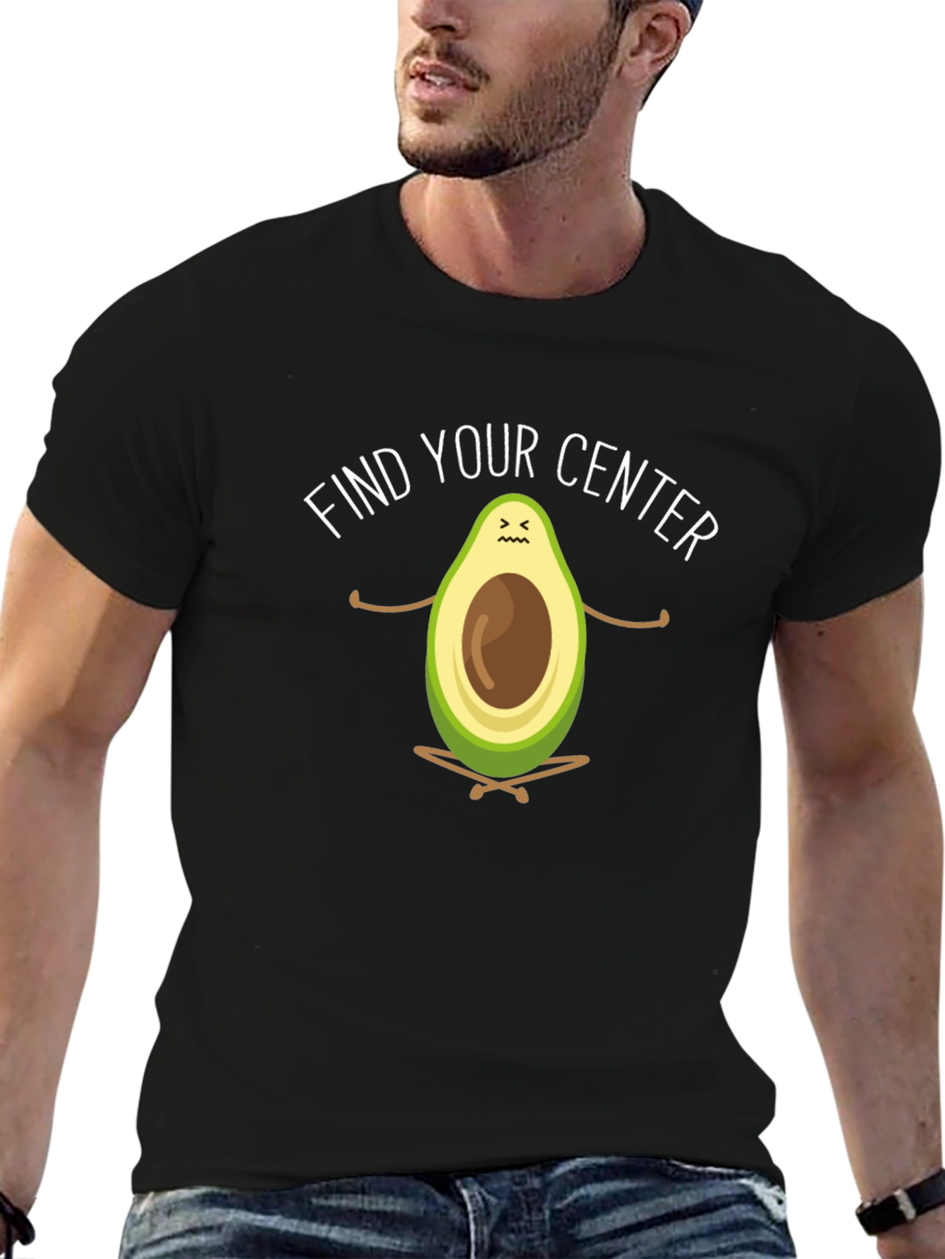 Black Zen Avocado T-Shirt - Find Your Center Black Tee view 6