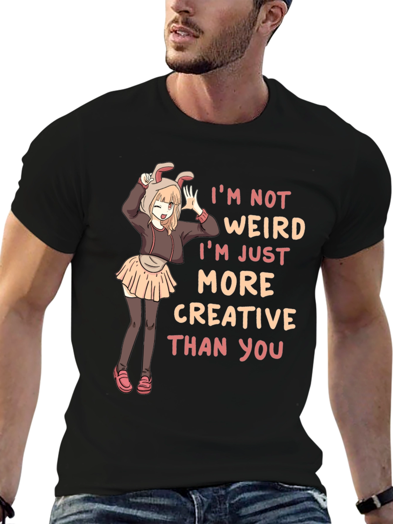 Black I'm Not Weird Creative Black T-Shirt view 6