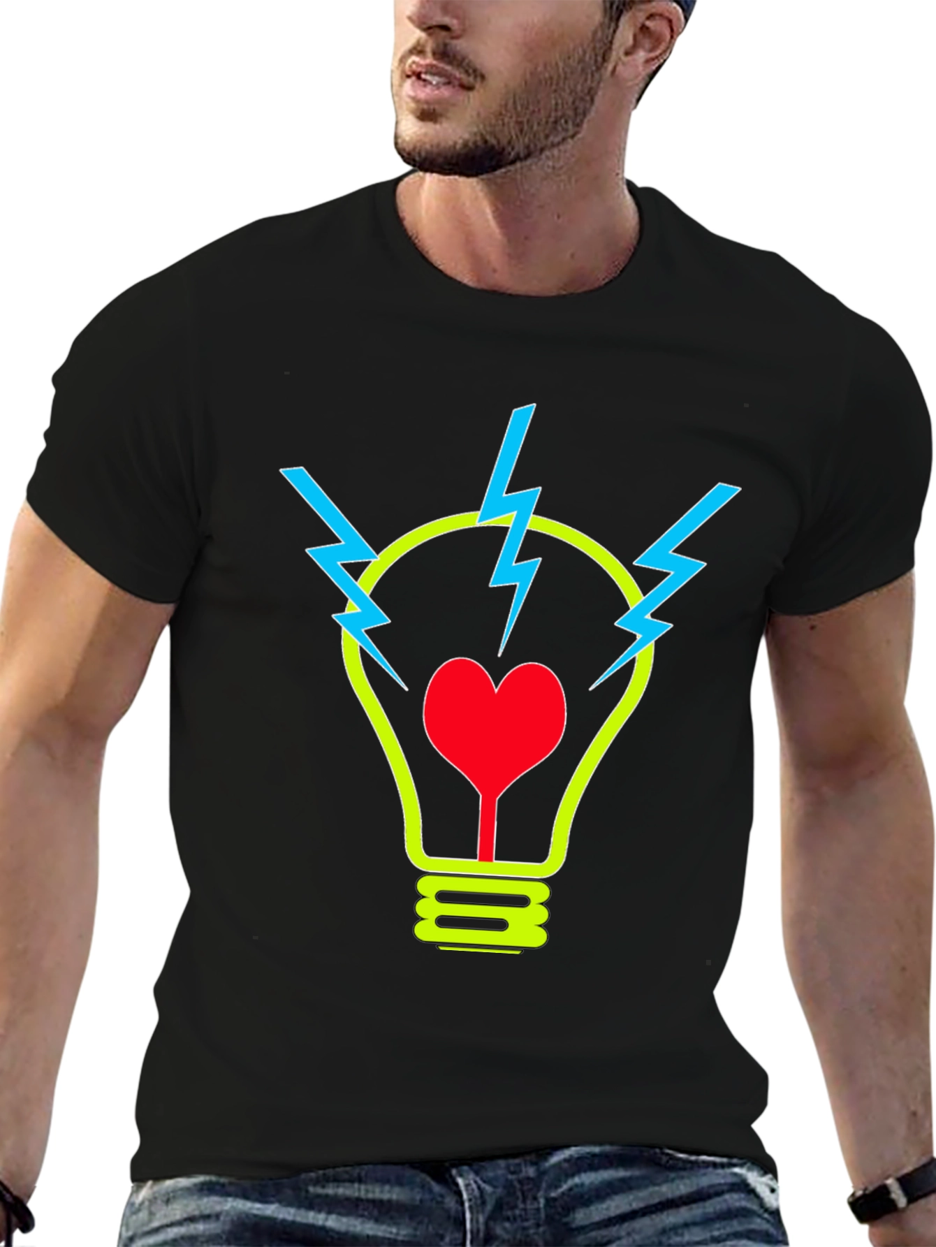 Black Heart Idea Graphic T-Shirt - Soft Cotton Blend view 6