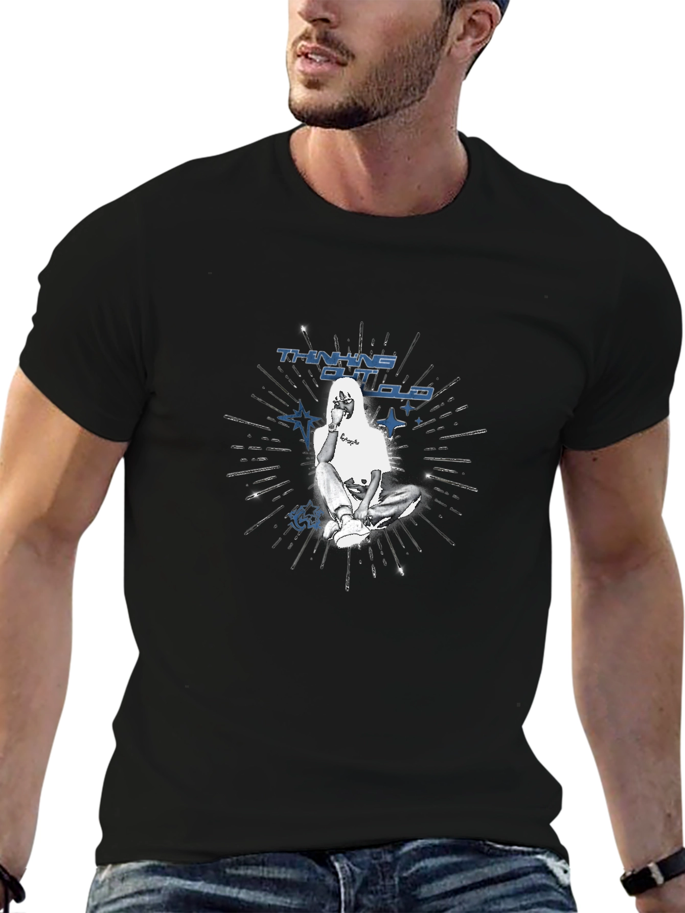 Black Thinking Out Loud Graphic Tee view 6