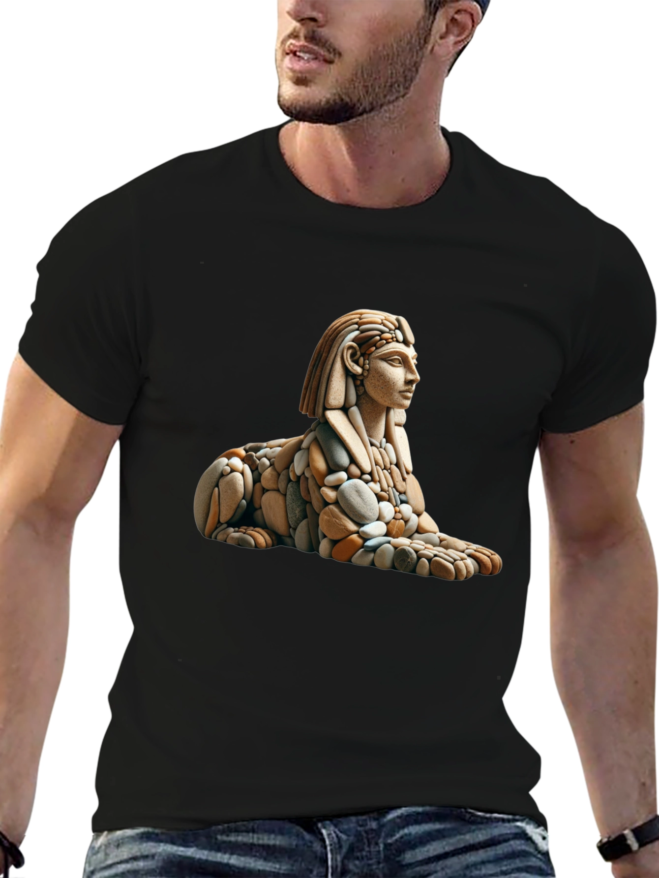Black Sphinx Rock Art Graphic Tee view 6