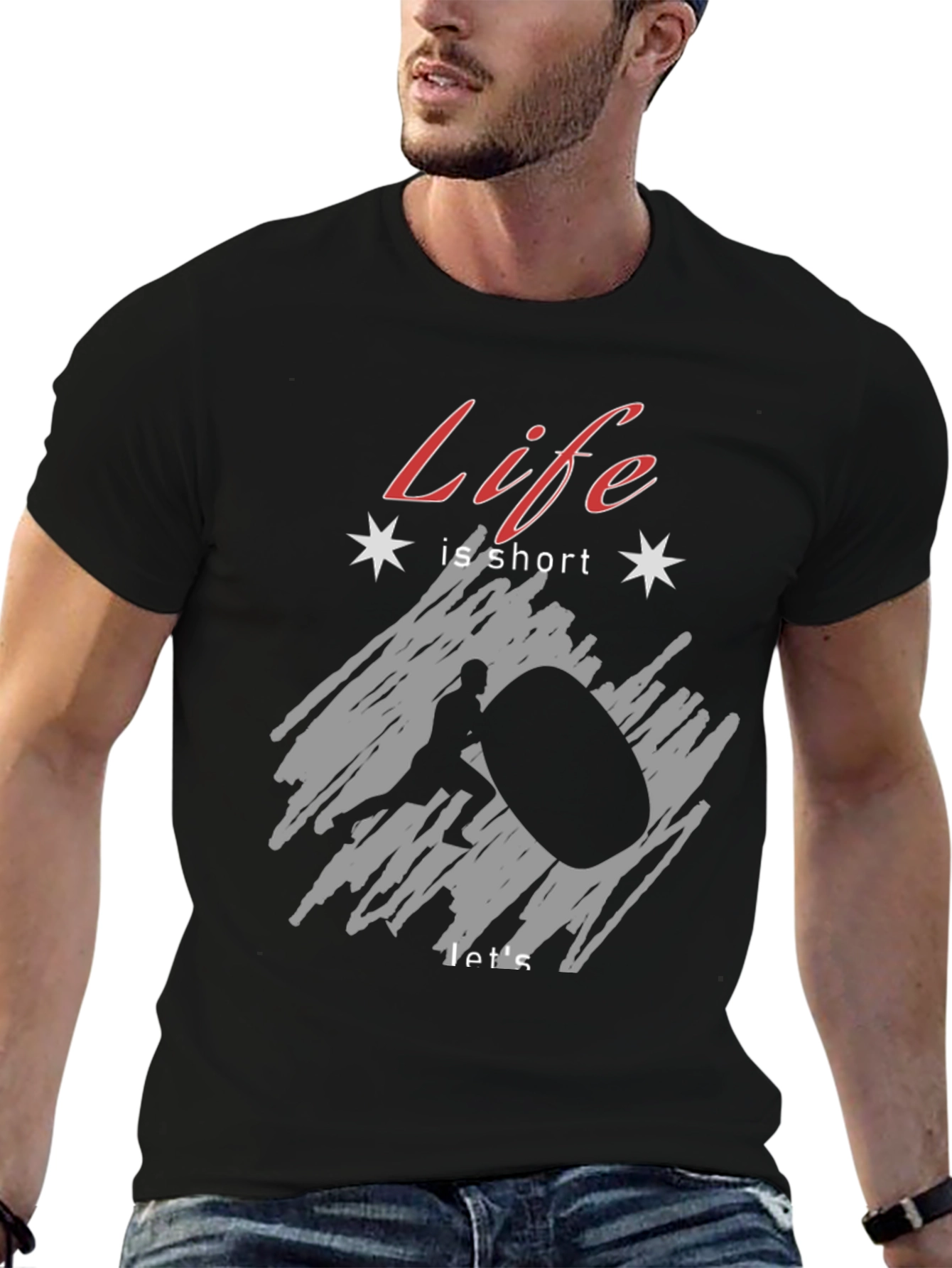 Black Life is Short Atlas Stone T-Shirt - Black view 6