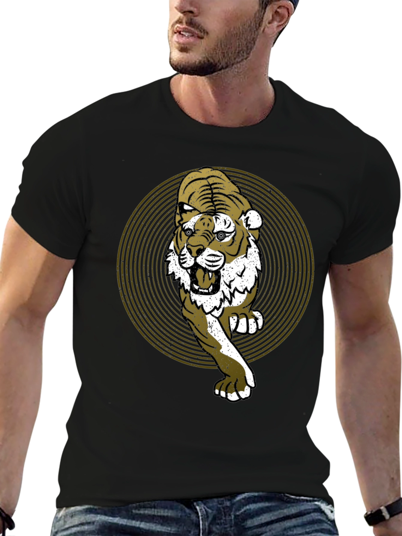 Black Tiger Graphic Print Black T-Shirt view 6