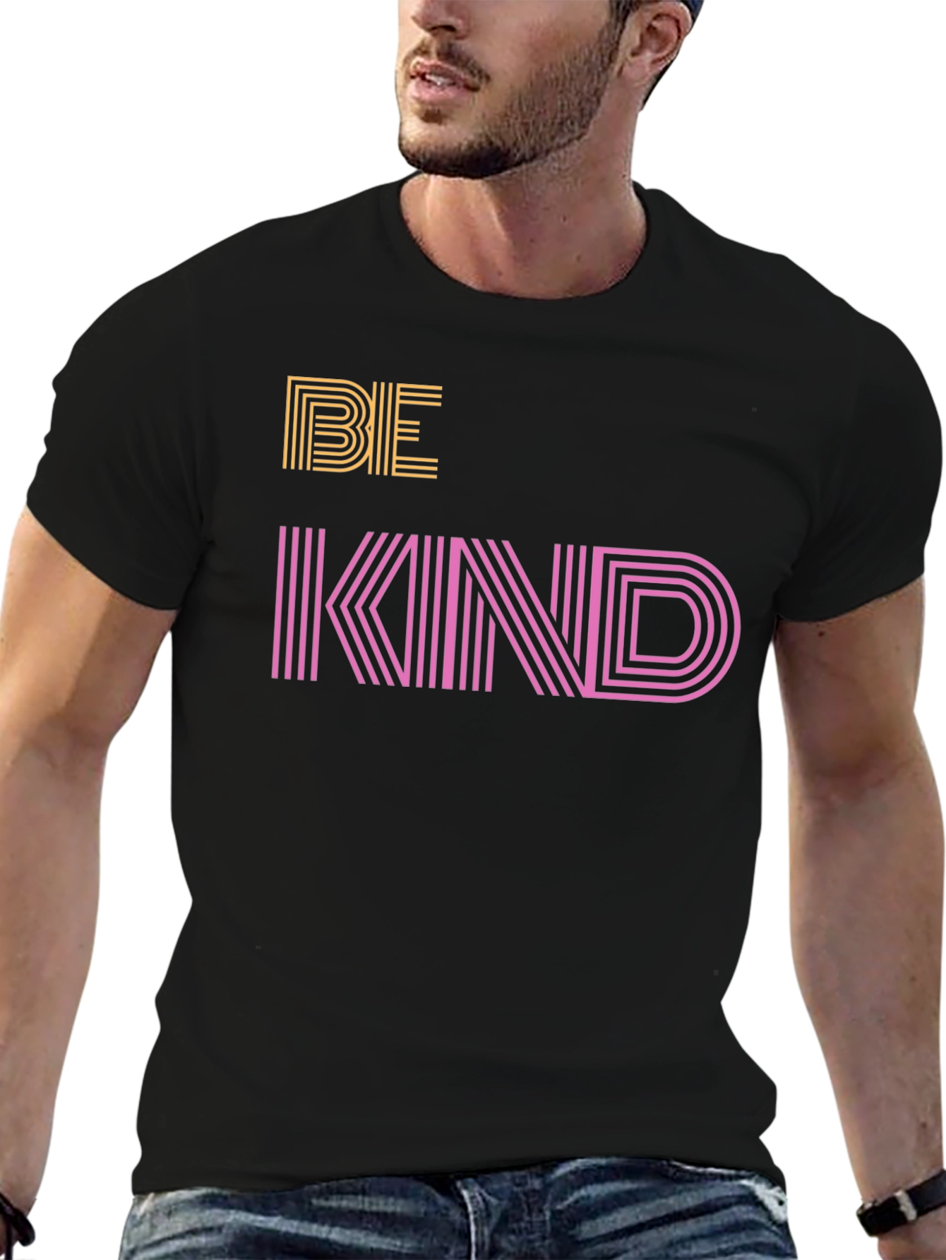 Black Be Kind Graphic Tee - Black Cotton T-Shirt view 6