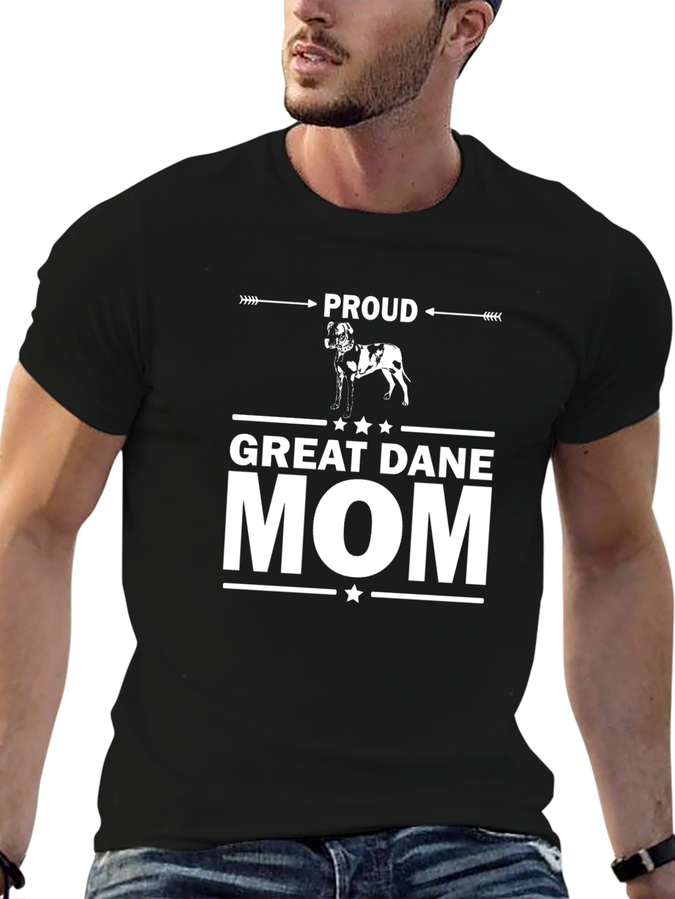 Black Proud Great Dane Mom Graphic T-Shirt view 6