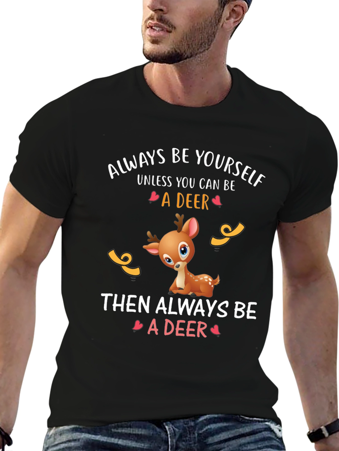 Black Deer Graphic Tee - Always Be Yourself T-Shirt view 6