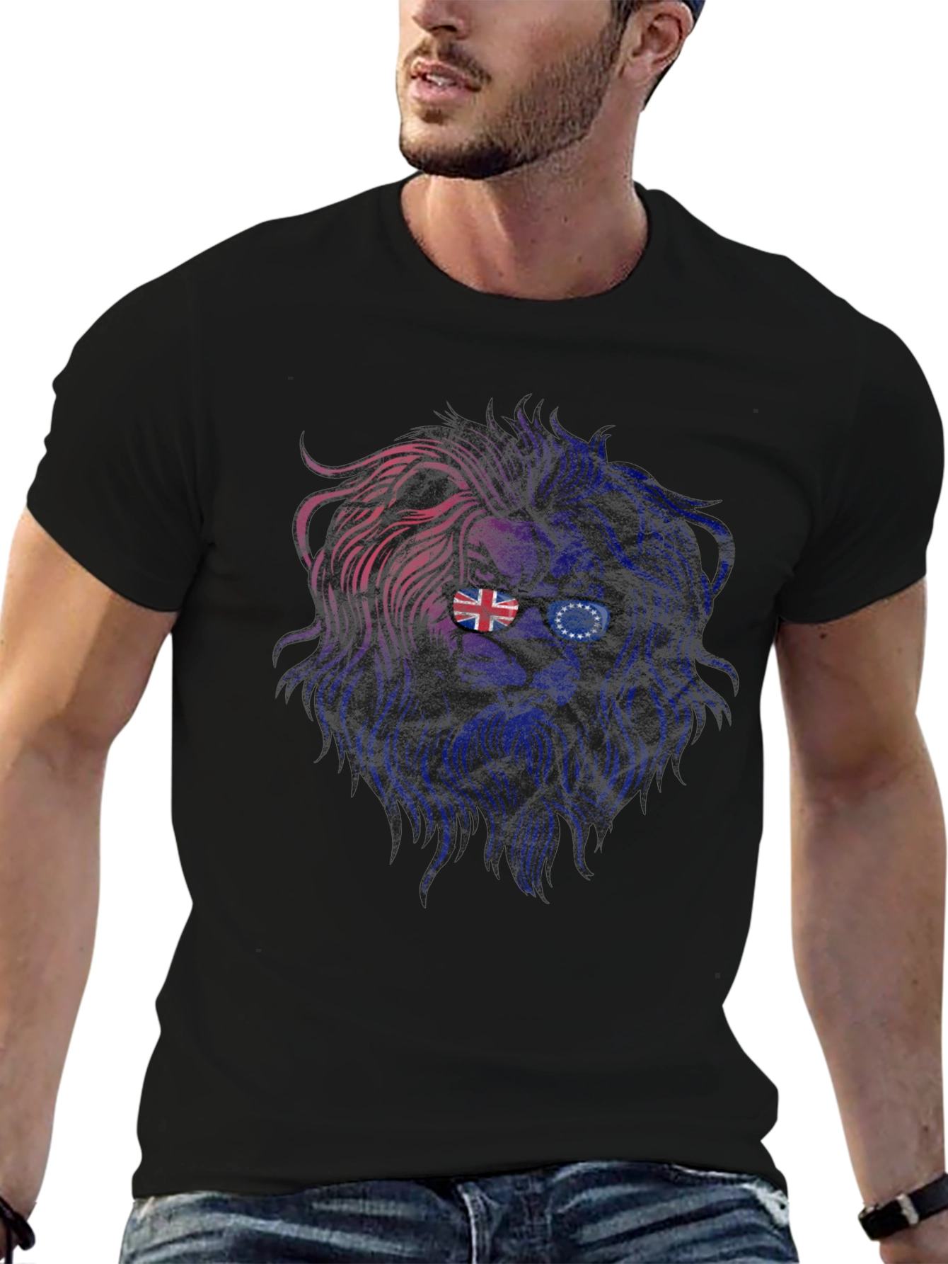 Black Lion Head Graphic Tee view 6