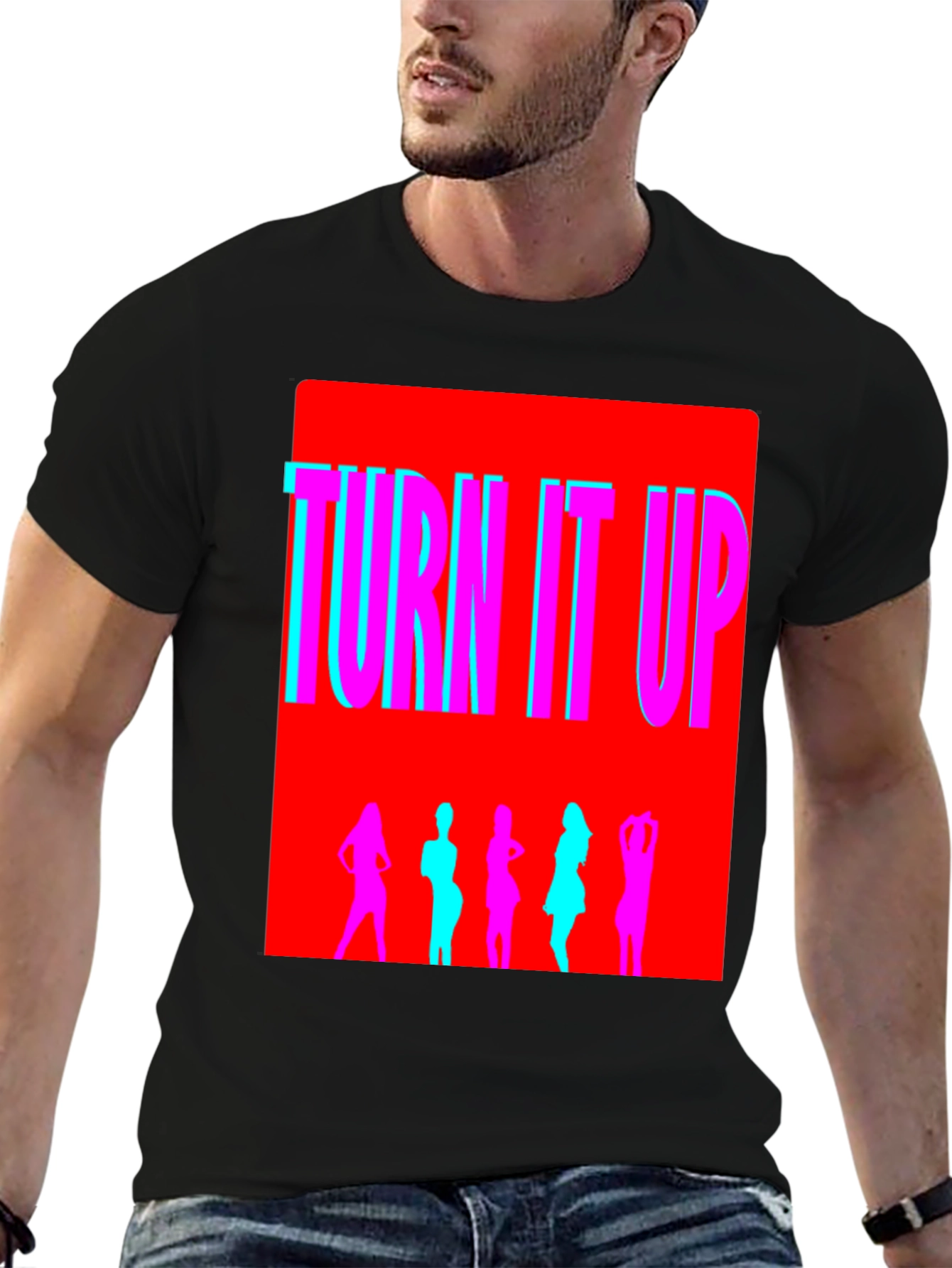 Black Turn It Up Graphic T-Shirt view 6