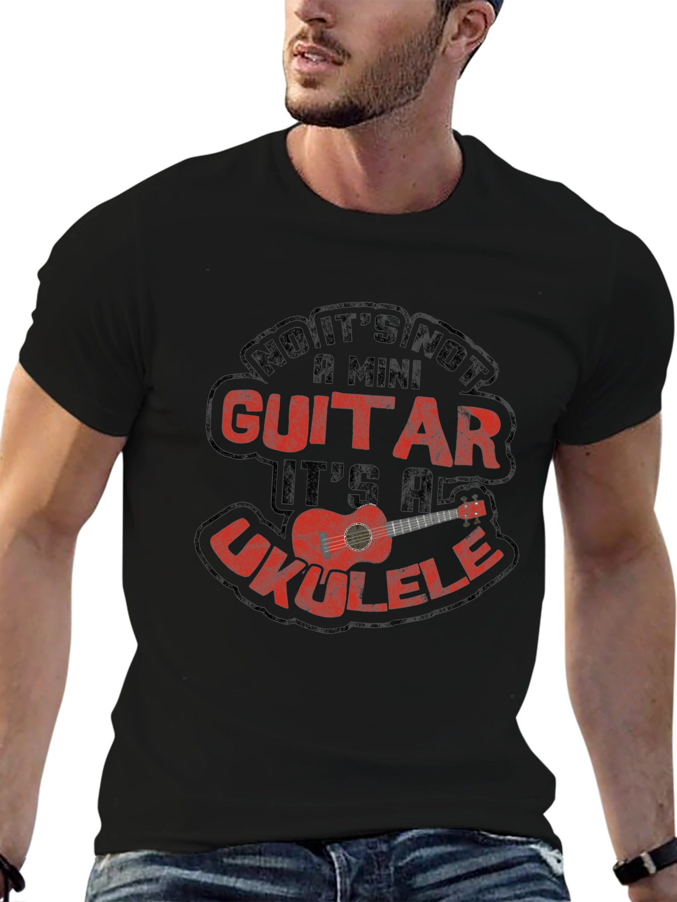 Black Ukulele T-Shirt - Funny Music Lover Tee view 6