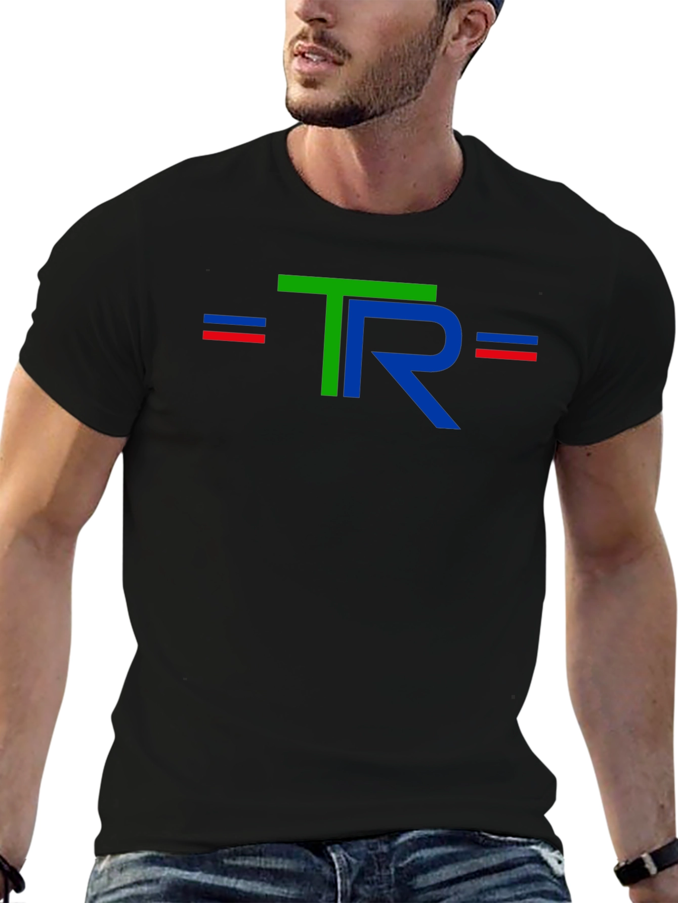 Black Stylish Black T-Shirt with TR Graphic Design view 6