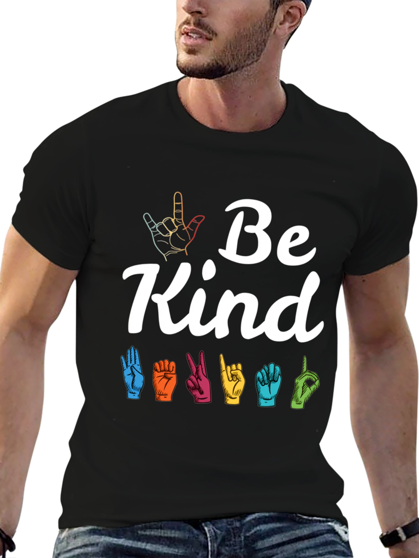 Black Be Kind Sign Language Graphic Tee view 6