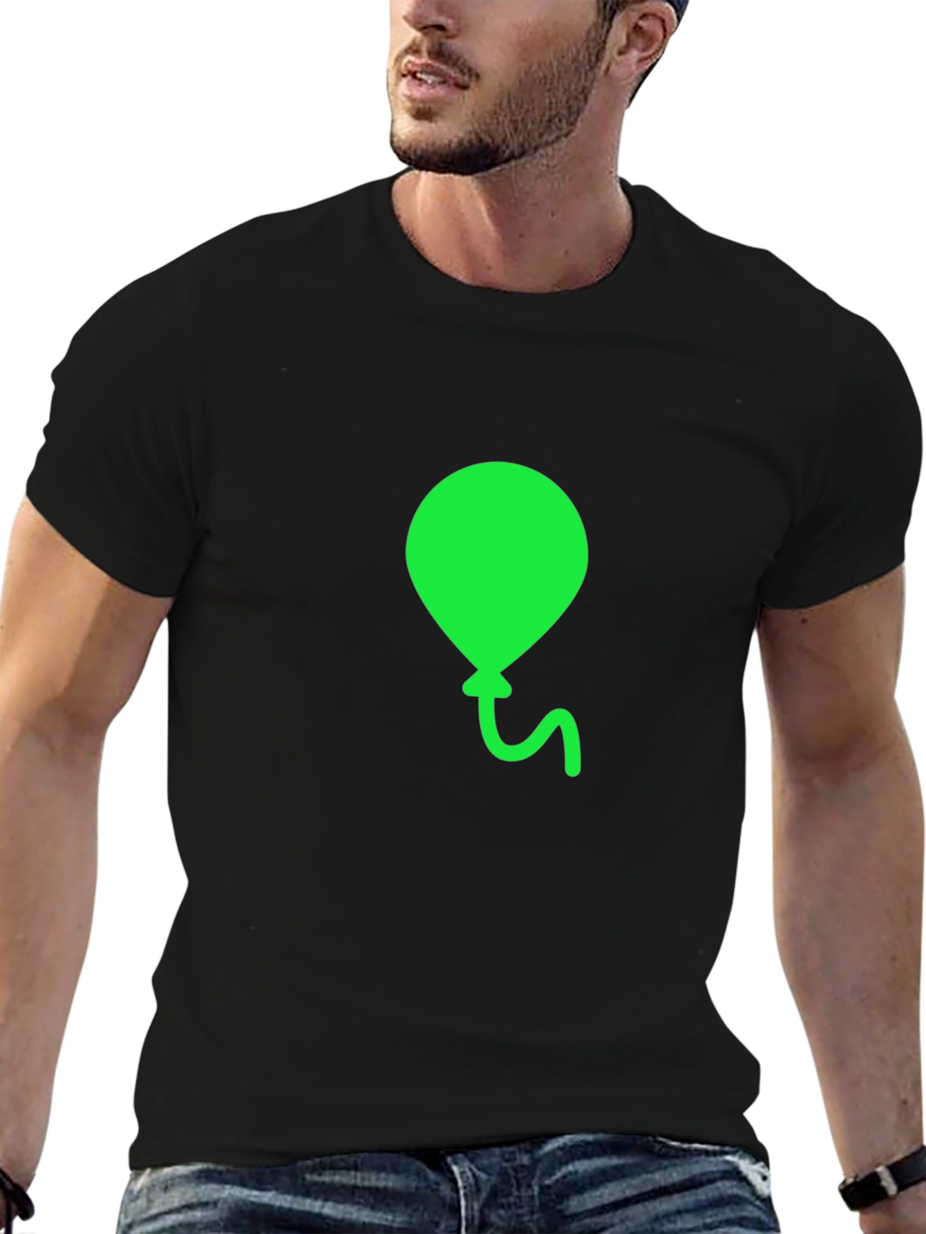 Black Green Balloon Graphic Tee - Casual Comfort view 6