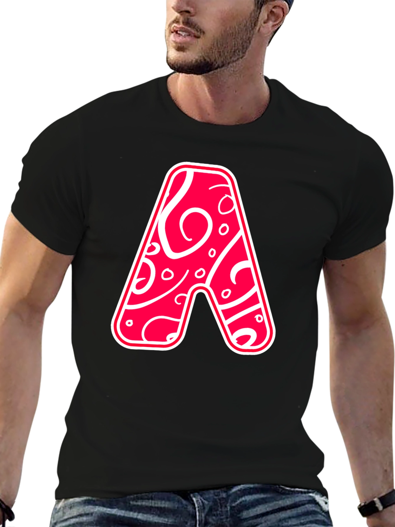 Black Funky Letter A Graphic Tee view 6