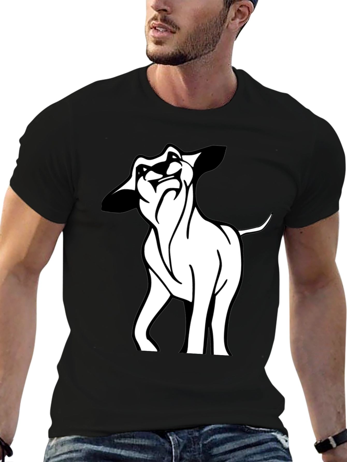 Black Cool Lion Graphic Black T-Shirt view 6