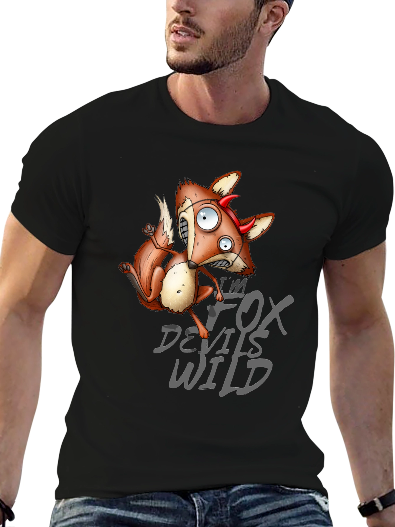 Black I'm Fox Devils Wild Graphic T-Shirt view 6