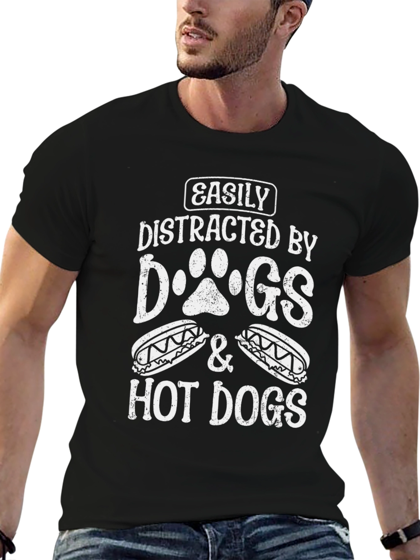 Easily Distracted by Dogs & Hot Dogs T-Shirt - 6