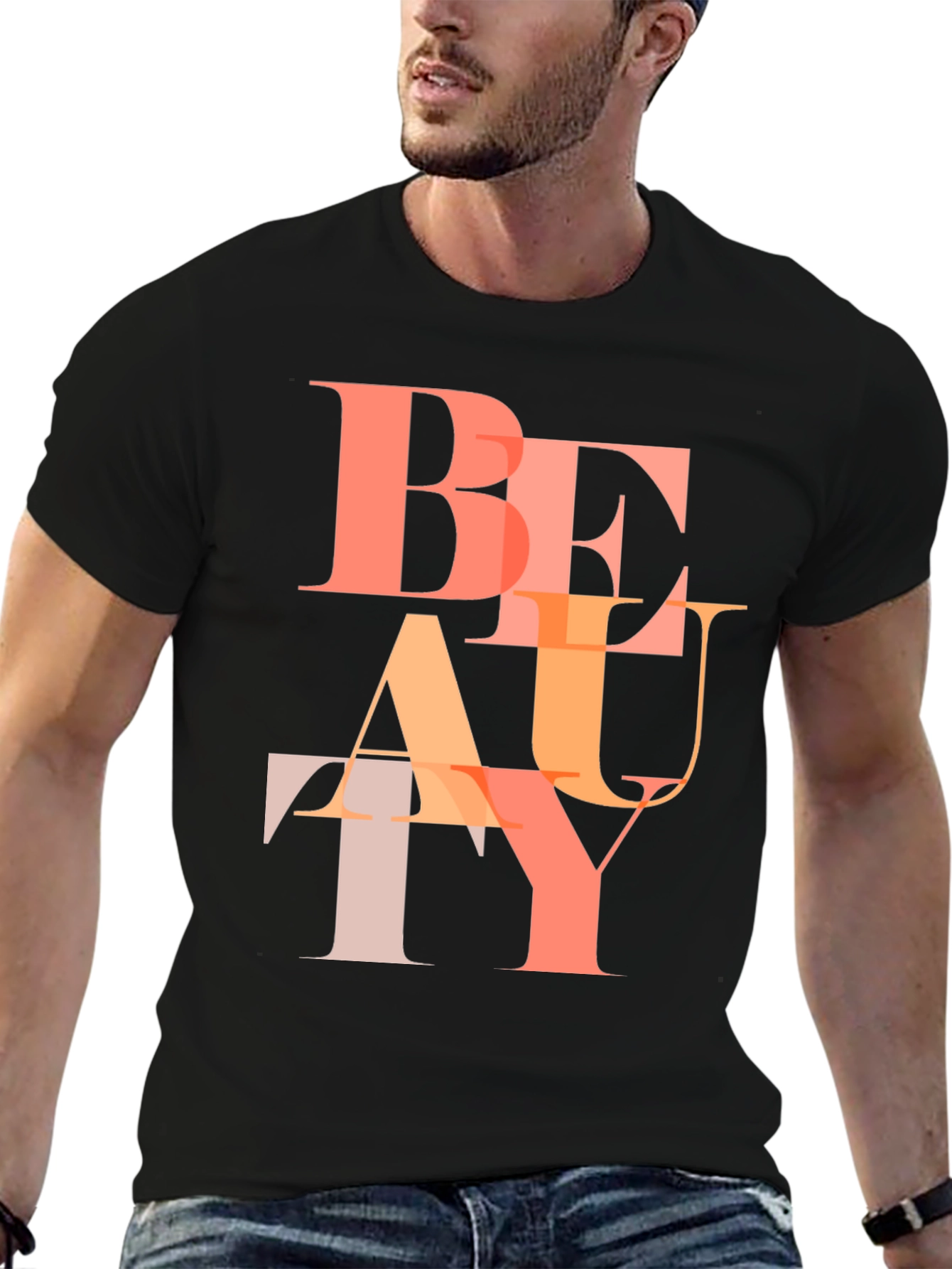 Black Stylish Beauty Graphic Print Black T-Shirt view 6