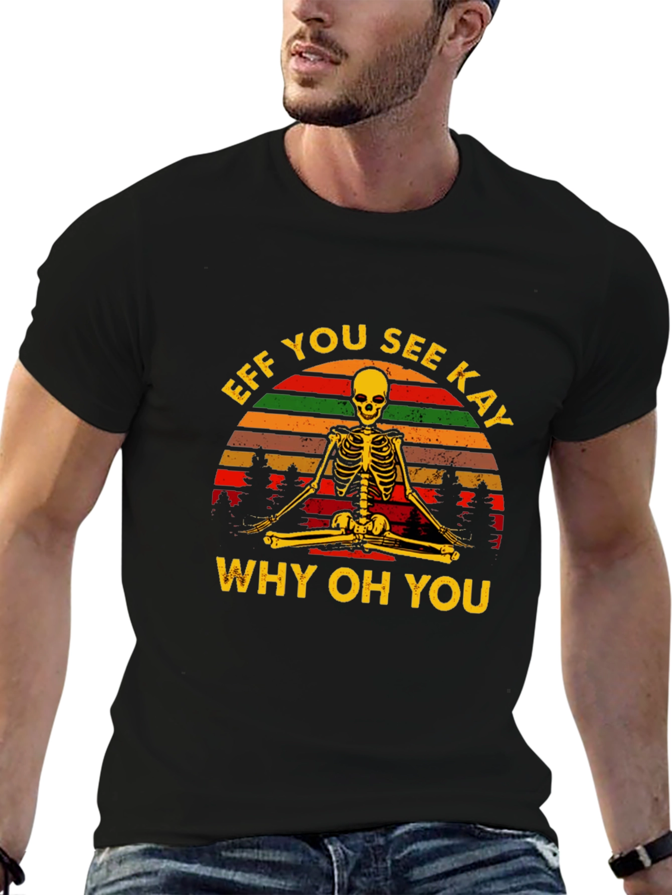 Black Eff You See Kay Yoga Skeleton T-Shirt view 6