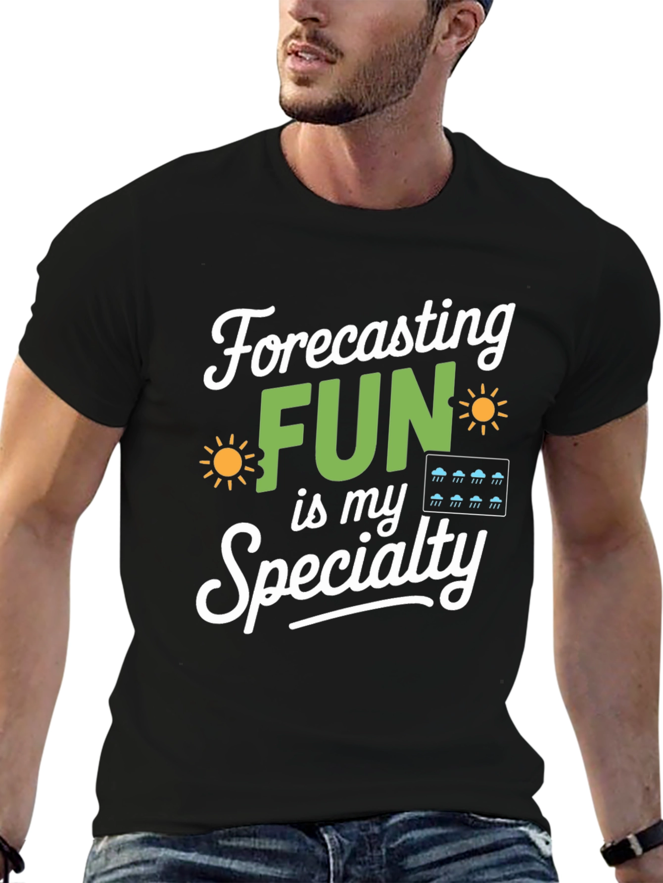 Black Forecasting Fun T-Shirt Weather Lover Gift view 6