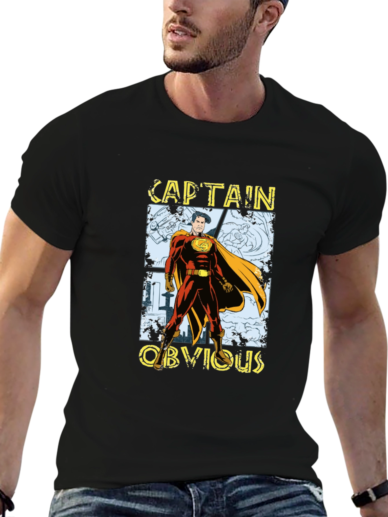 Black Captain Obvious Graphic T-Shirt - Black view 6