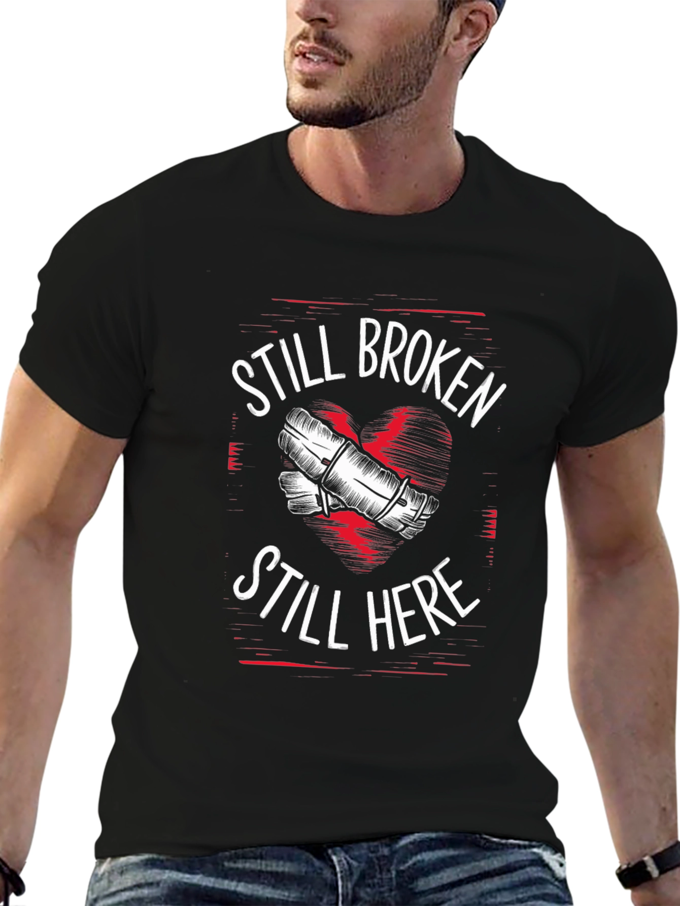 Black Still Broken Still Here Graphic Tee view 6